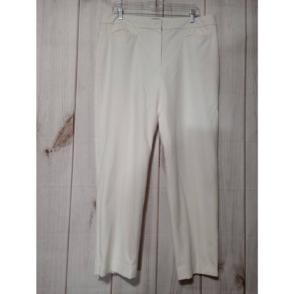 Talbots Heritage‎ Ivory Off White Straight Leg Dress Pants Ankle Zip Size 14